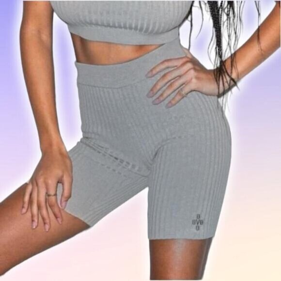 OVO Pants - OVO October's Very Own Womens Ribbed Knit Biker Shorts Sz Large Gray
